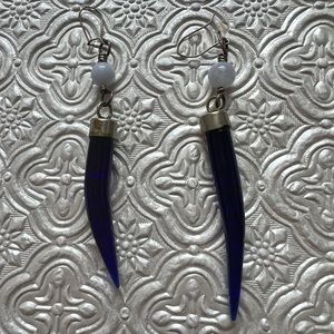 Cobalt Blue glass with Agate earrings.